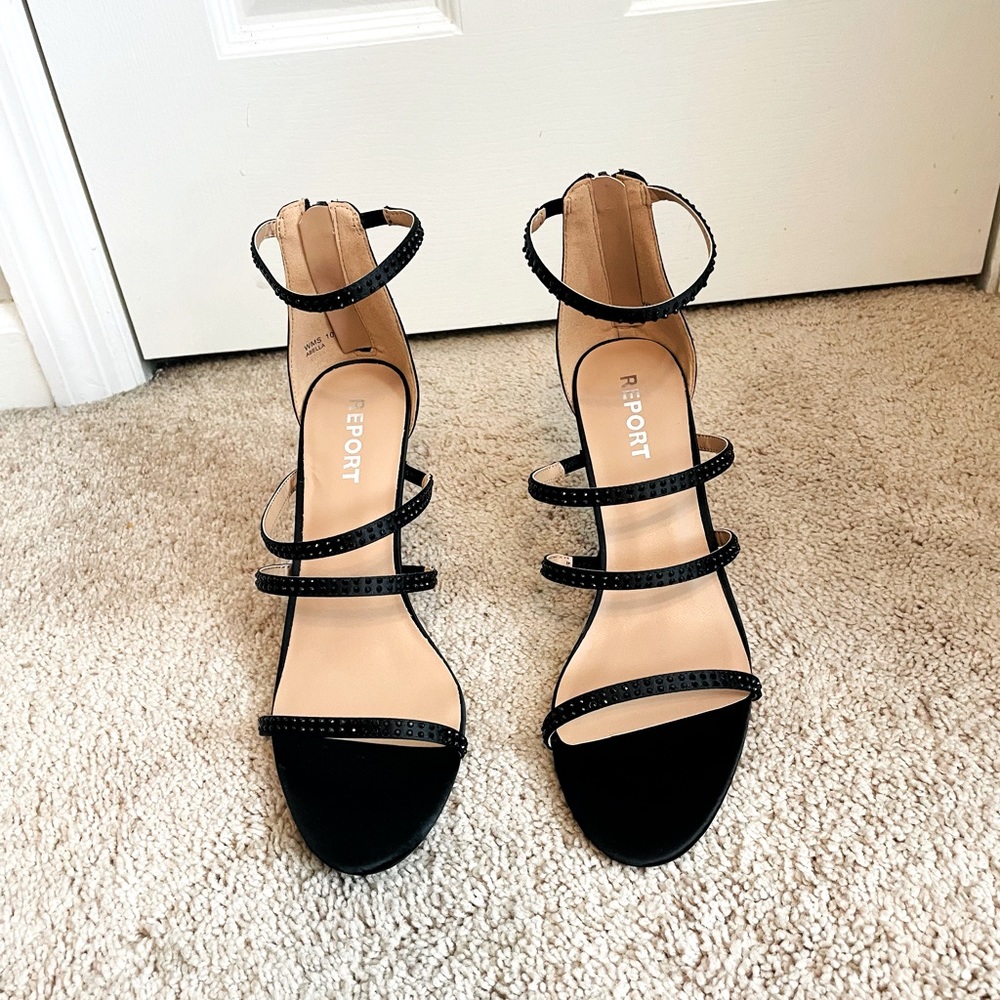 Snazzy Black Satin Beaded Party Sandal